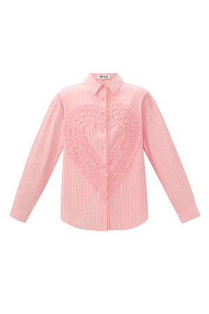 Cotton Woven Chemise Femme Casual Stripes Coeur Ruffle Detail h5 Image11