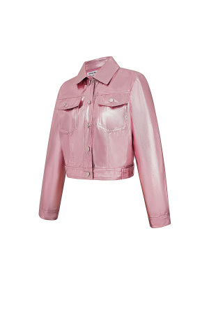Veste Courte Femme En Pu Finition Métallique Brillante h5 Image6