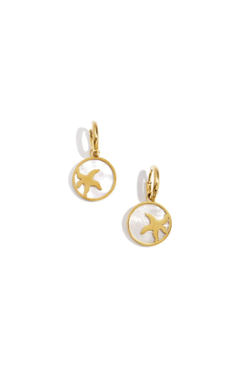Boucles D'Oreilles Avec Une Étoile De Mer En Cercle 