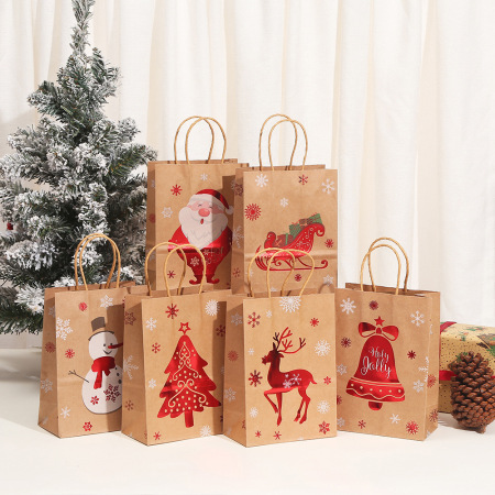 1 sac d'emballage de fête en papier kraft de Noël