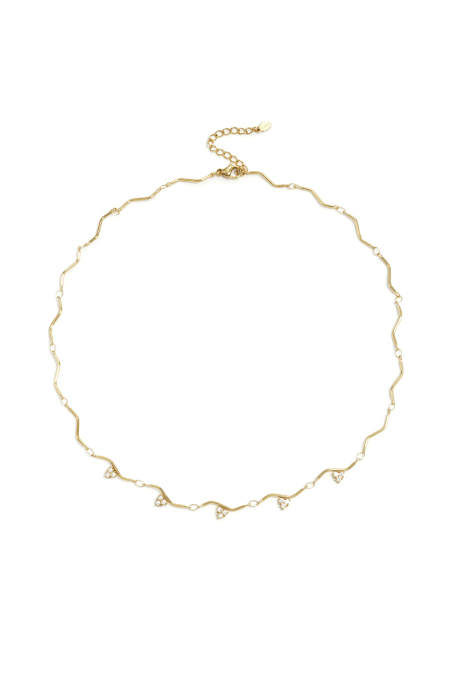 Collier orné de pierres à motif en zigzag