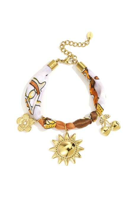 Bracelets à breloques en acier inoxydable, série florale décontractée et simple pour femmes