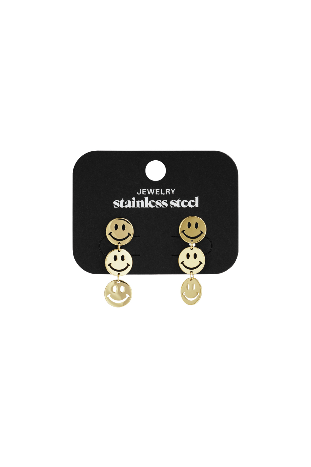 Boucles D'Oreilles Pendantes En Acier Inoxydable, Motif Visage Souriant, Collection Décontractée Et Simple Pour Femmes Image5