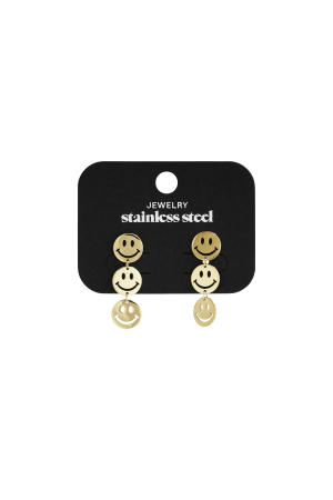 Boucles D'Oreilles Pendantes En Acier Inoxydable, Motif Visage Souriant, Collection Décontractée Et Simple Pour Femmes h5 Image5