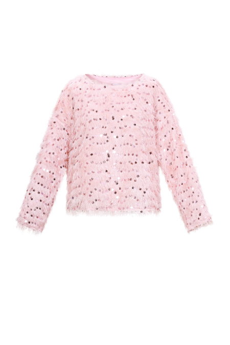 Tissu Polyester Fibre Femme Haut Manches Longues Élégant Paillettes 2