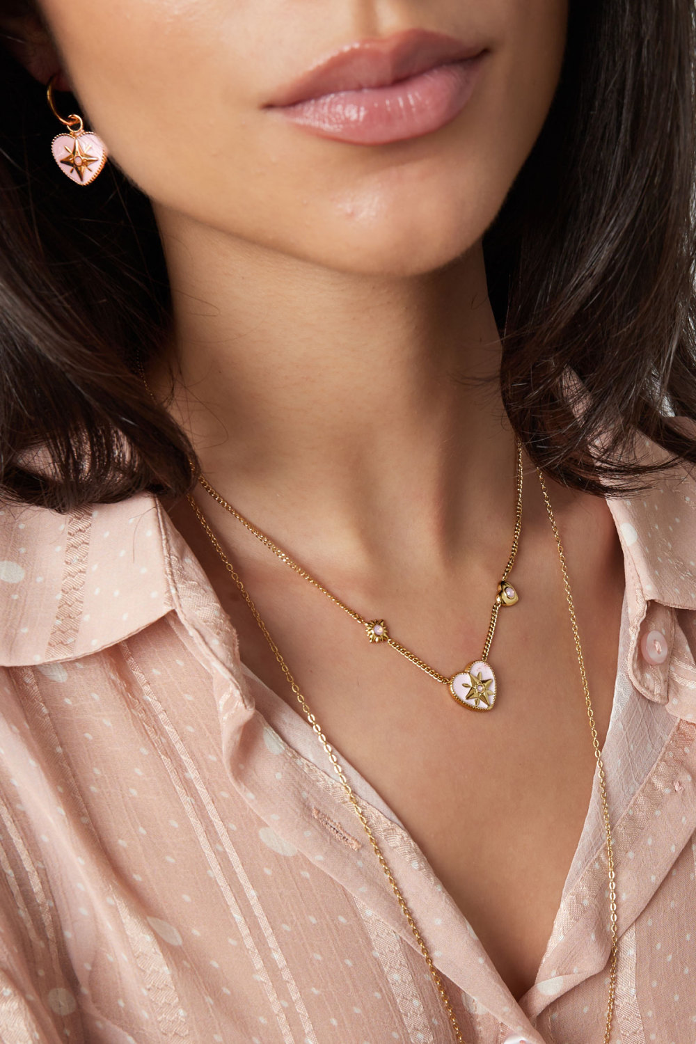 Collier Coeur Avec Pierres - Couleur Or/Blanc (Pack With Plastic Bag) h5Image3