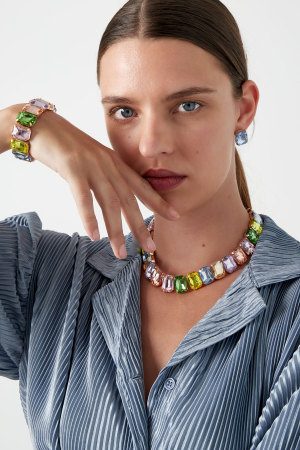 Collier Glamour - Fushia/Couleur Or h5 Image4