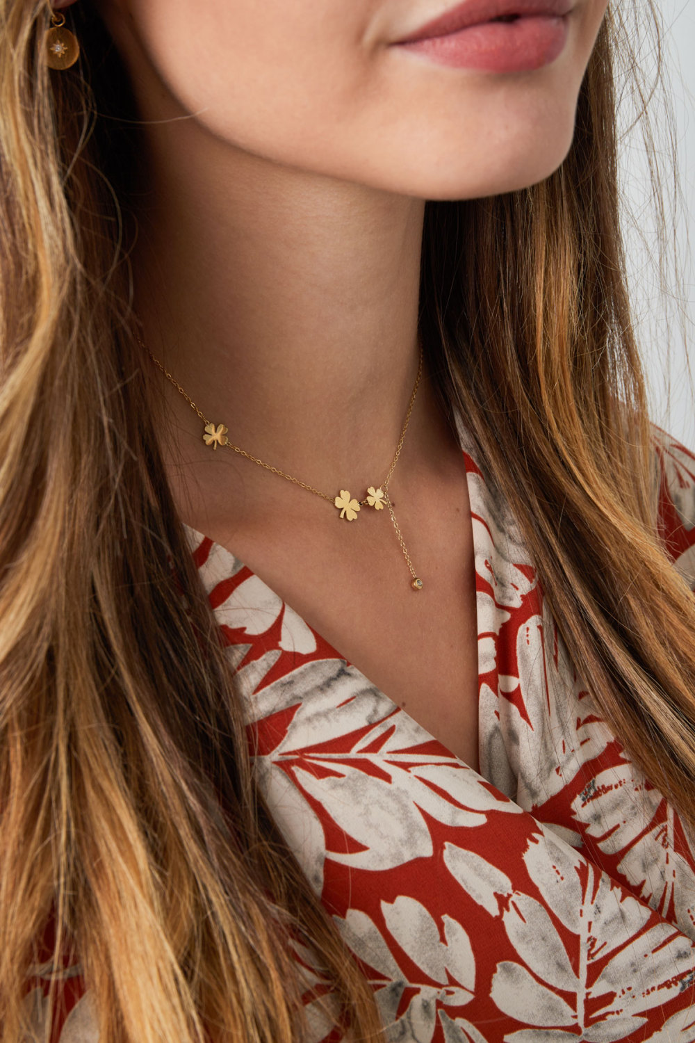 Collier Trois Trèfles Et Pierre Image3