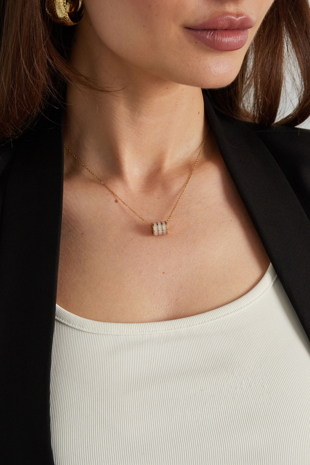 Collier Charm Rond - Doré/Rose Image3