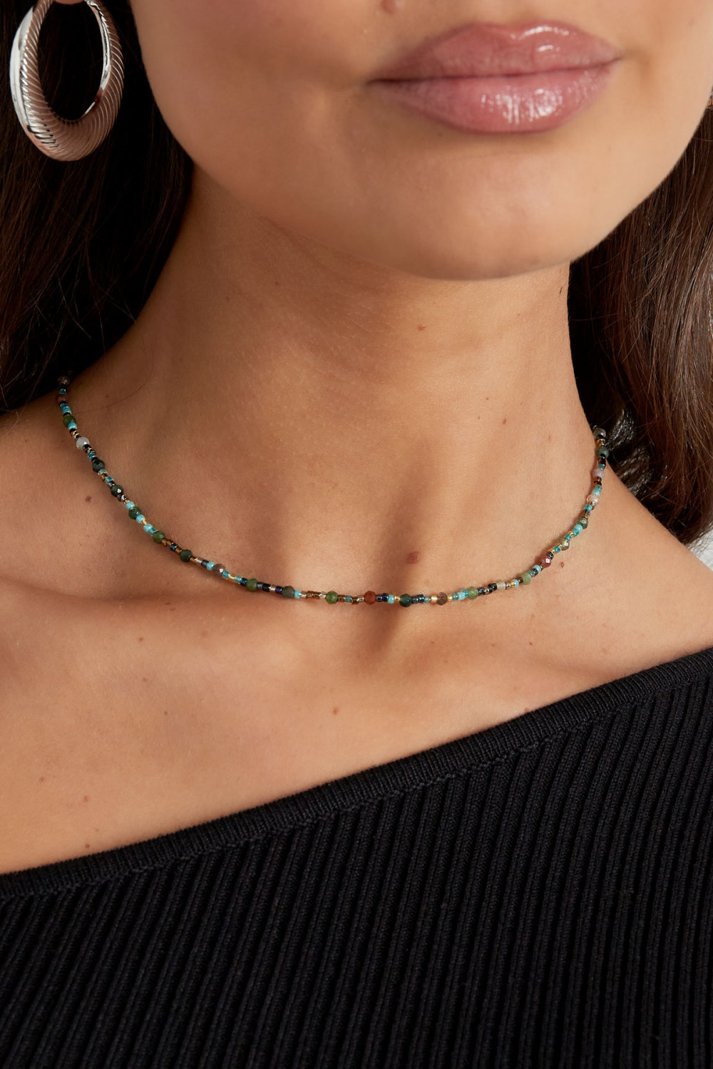 Collier Colcouleur Oré Pierre Naturelle - Couleur Or Vert h5Image3