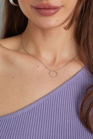 Collier Basique Avec Breloque Ronde - Doré h5 Image3