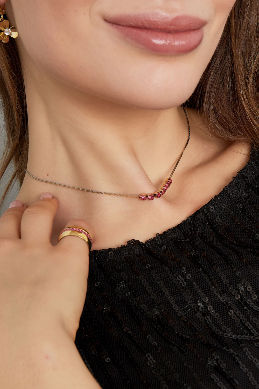 Collier Couleur Or/Argent Avec Pierre h5Image3