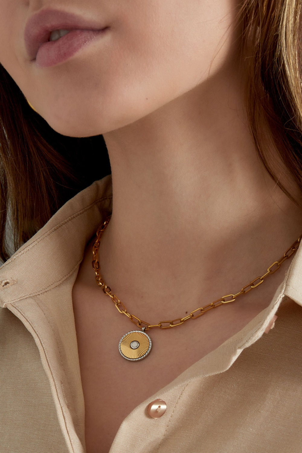 Collier À Maillons Avec Détail Doré/Argenté - Doré Image3