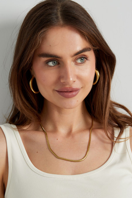 Collier plat avec imprimé long - argent-4.0MM 2