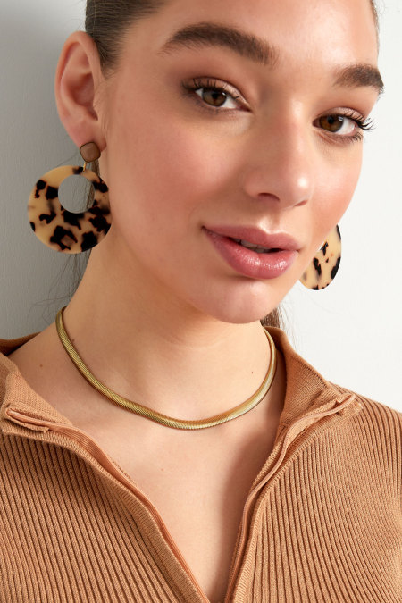 Collier plat avec imprimé - doré-6.0MM 2