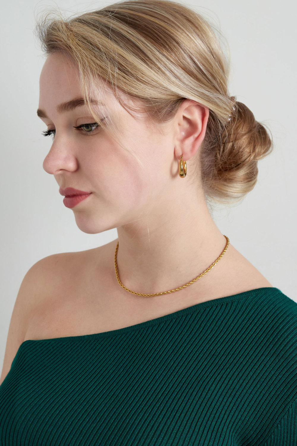 Collier Unisexe Torsadé Court - Doré-3.0Mm h5Image4