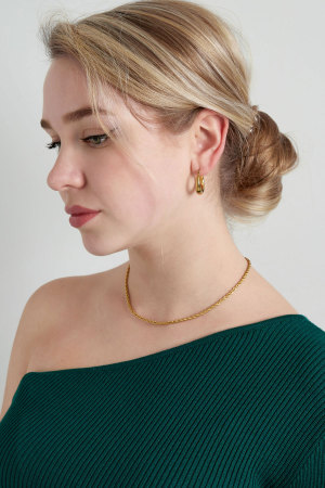 Collier Unisexe Torsadé Court - Doré-3.0Mm h5 Image4
