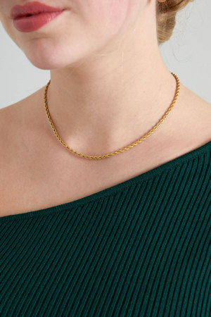 Collier Unisexe Torsadé Court - Doré-3.0Mm h5 Image3