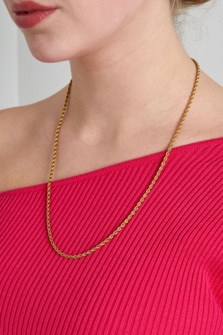 Chaîne tCouleur orsadée unisexe longue 60cm - Couleur or-4.0MM 2