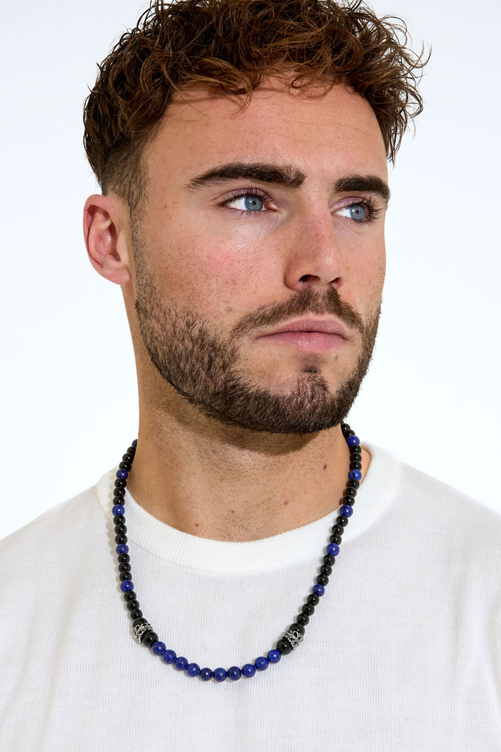 Collier Perles Homme - Noir/Bleu Image2