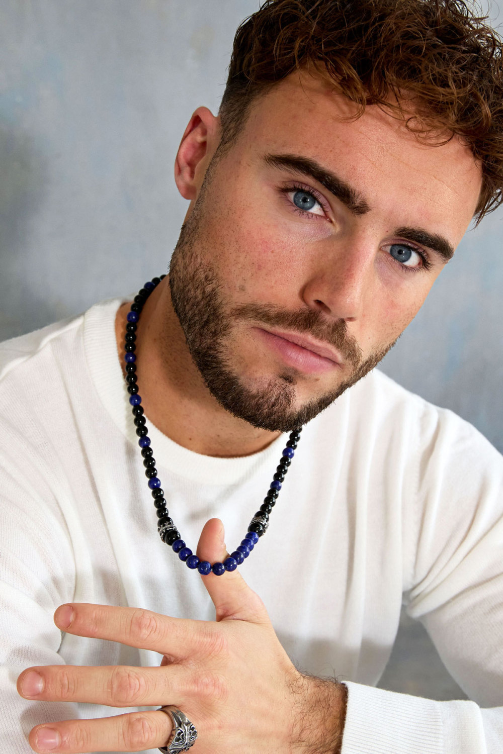 Collier Perles Homme - Noir/Bleu Image4