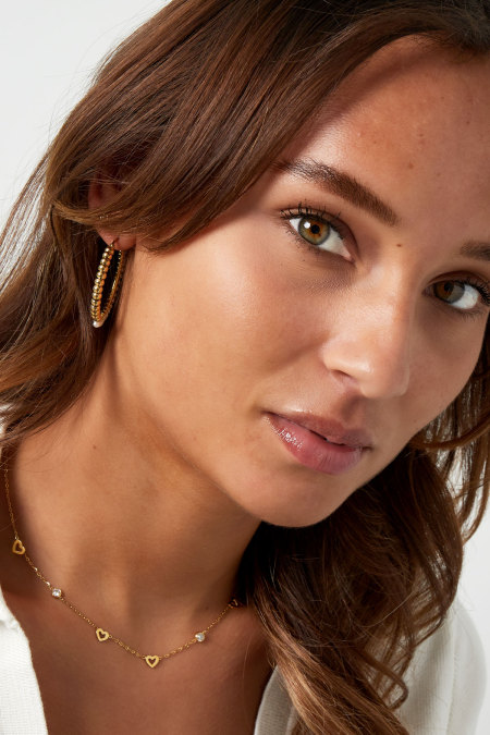 Collier avec breloques coeur et diamants - acier inoxydable 2