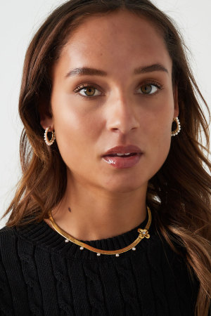 Collier Chunky Plat Avec Pendentif Fleur - Doré h5 Image2