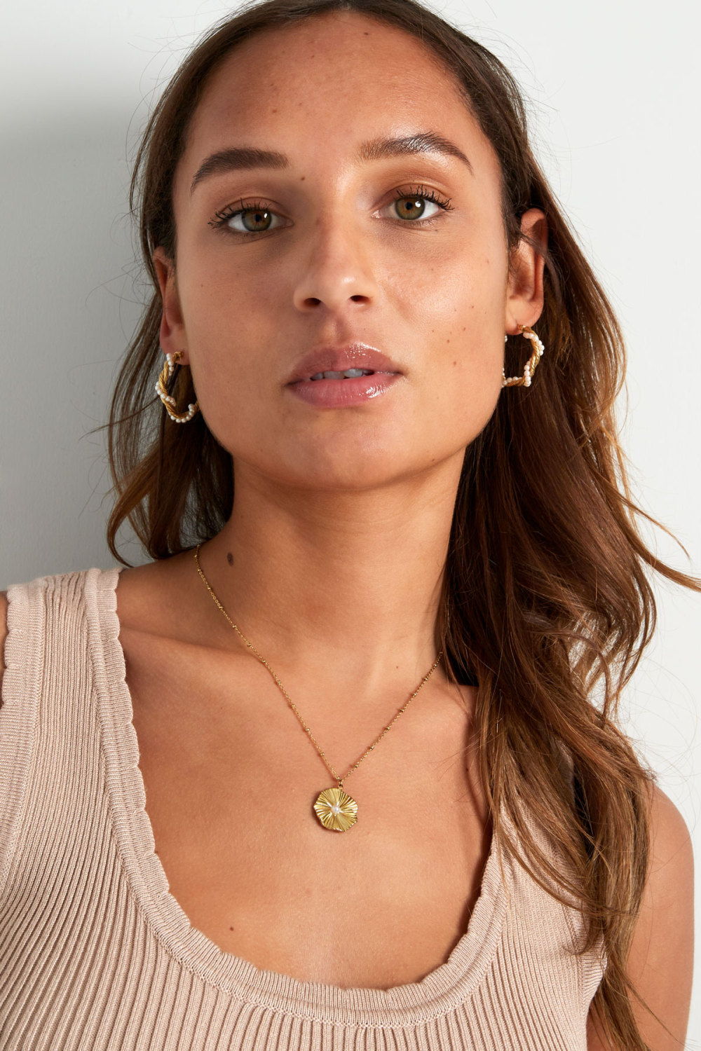 Collier Boule Avec Fleur Simple - Doré Image2