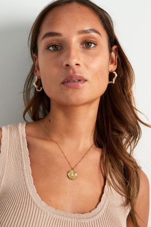 Collier Boule Avec Fleur Simple - Doré h5 Image2