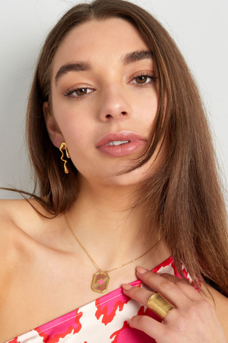 Collier breloque fleur colCouleur orée - Couleur or vert 2