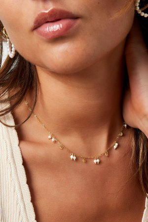 Collier Perles Et Charms - Doré h5 Image3