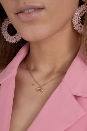 Collier Simple Avec Breloque Lèvres - Doré  h5 Image3