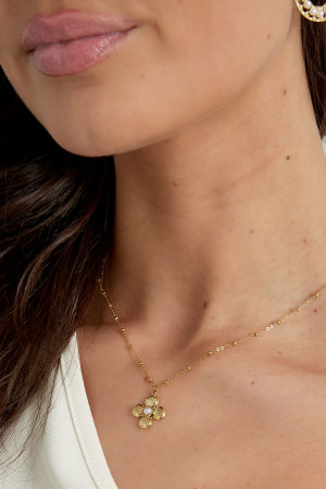 Collier Fleur Avec Perle - Doré h5 Image3