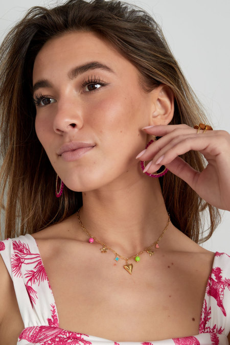 Collier charm avec charms colorés - doré 2