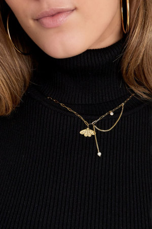 Collier Breloque Papillon - Doré h5 Image3