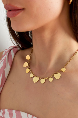 Collier À Pendentif De Fête Plat Et Épais En Forme De Cœur h5 Image3
