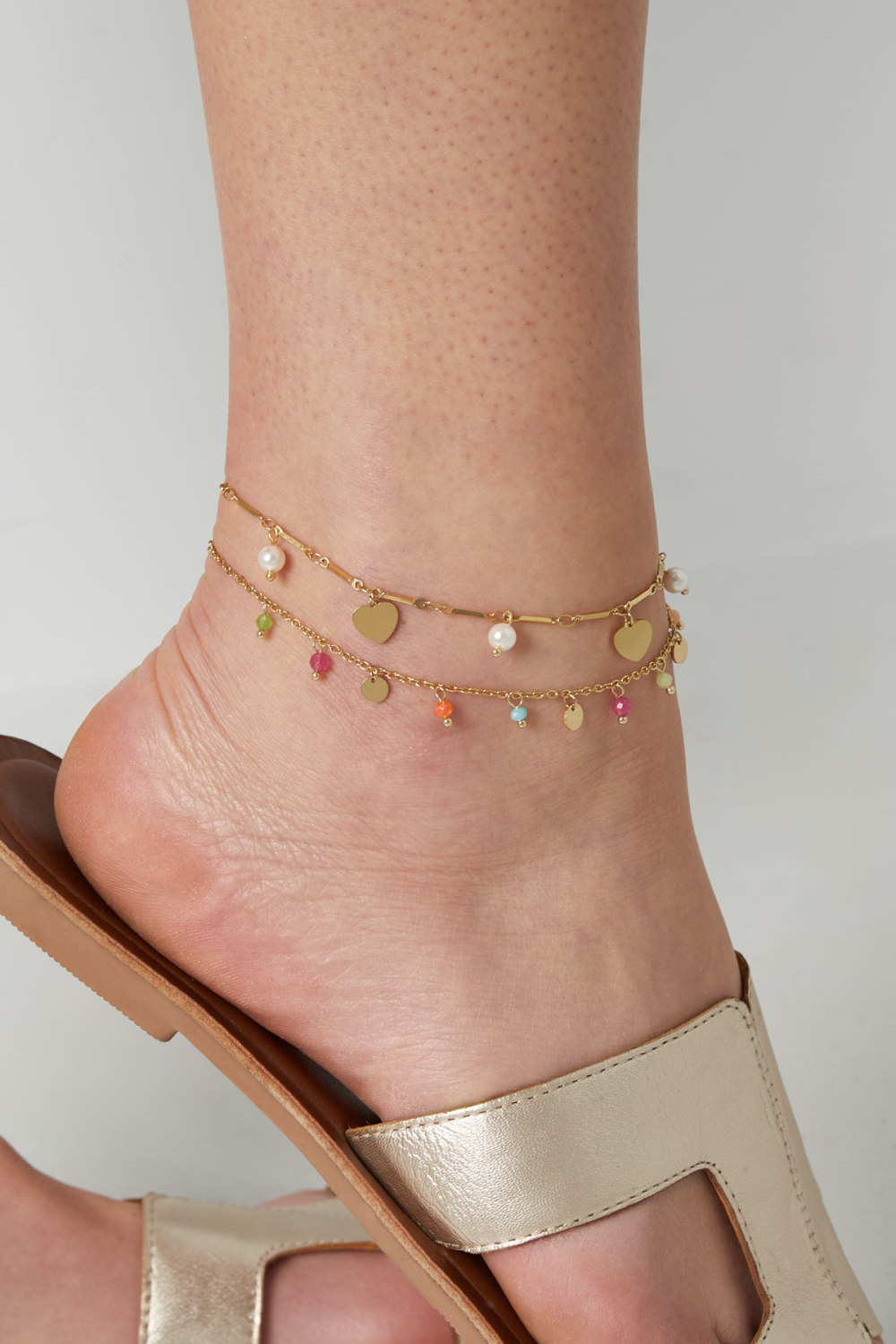 Bracelet De Cheville Perle Love - Doré h5Image2