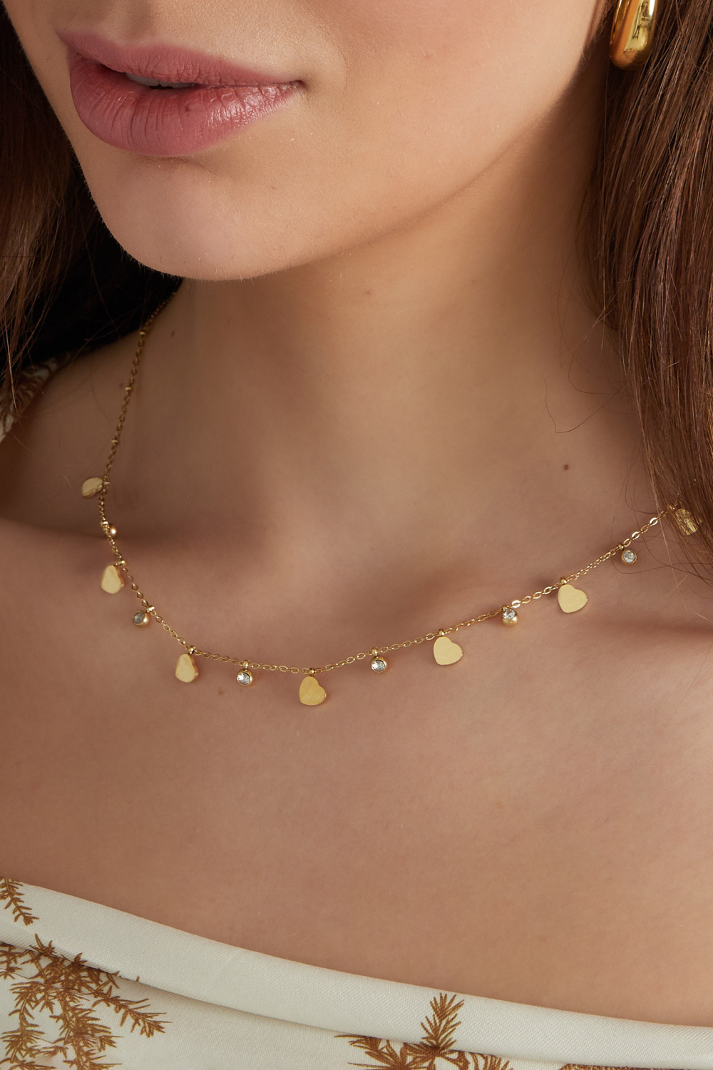 Collier Charm Avec Coeurs Et Diamants h5Image3