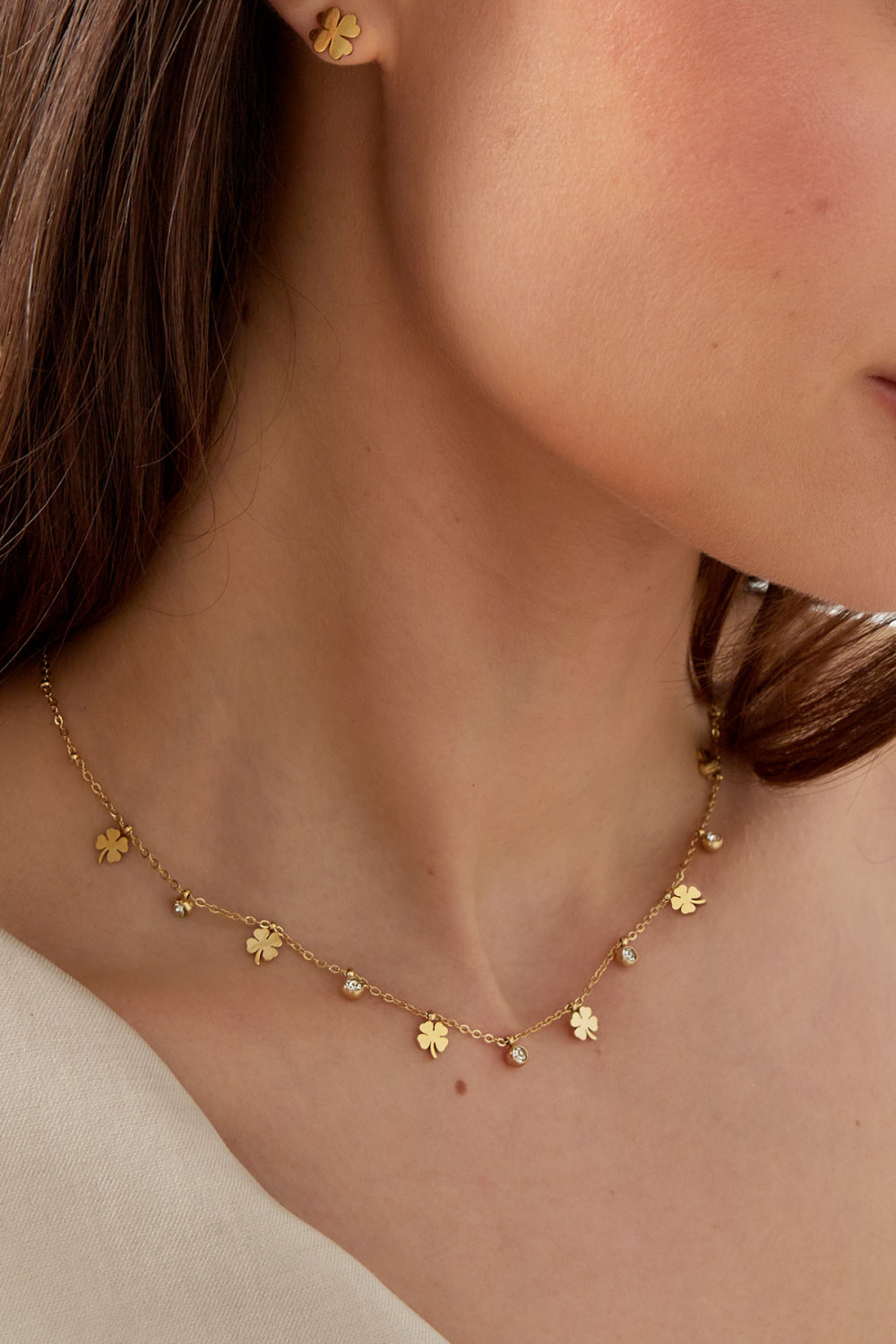 Collier Charm Avec Trèfle Et Diamants Image3