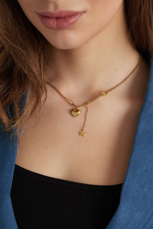 Collier Avec Breloque Coeur Et Étoile - Doré h5 Image3