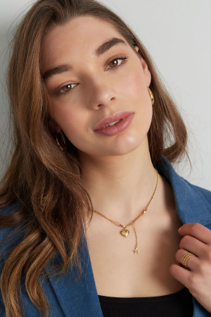 Collier Avec Breloque Coeur Et Étoile - Doré h5 Image4