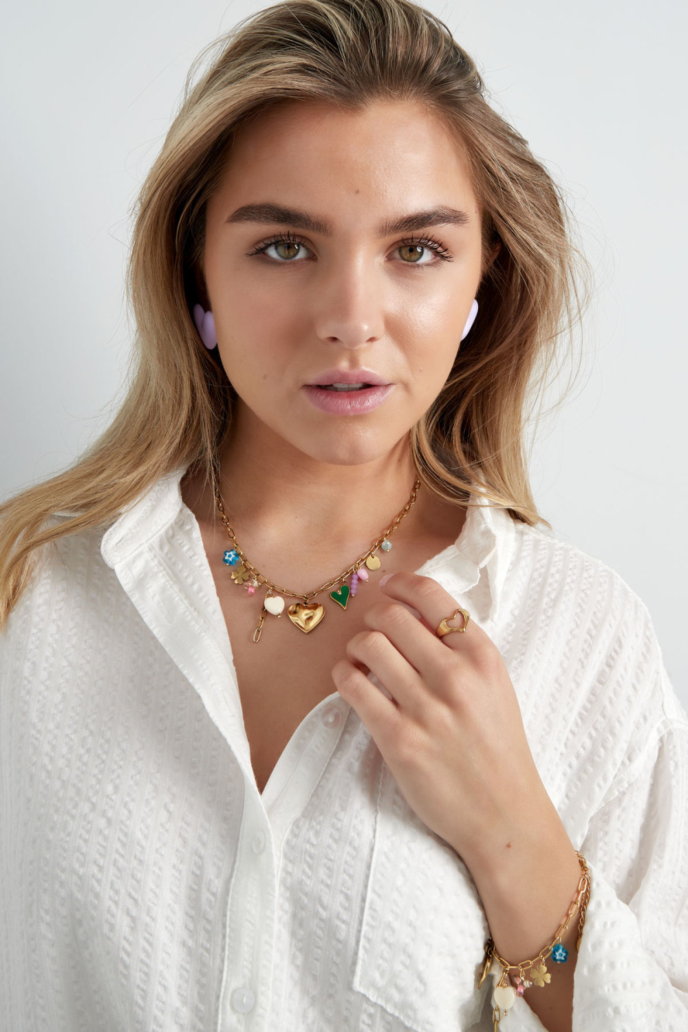 Collier À Breloques Avec Breloques Colorées - Doré Image4