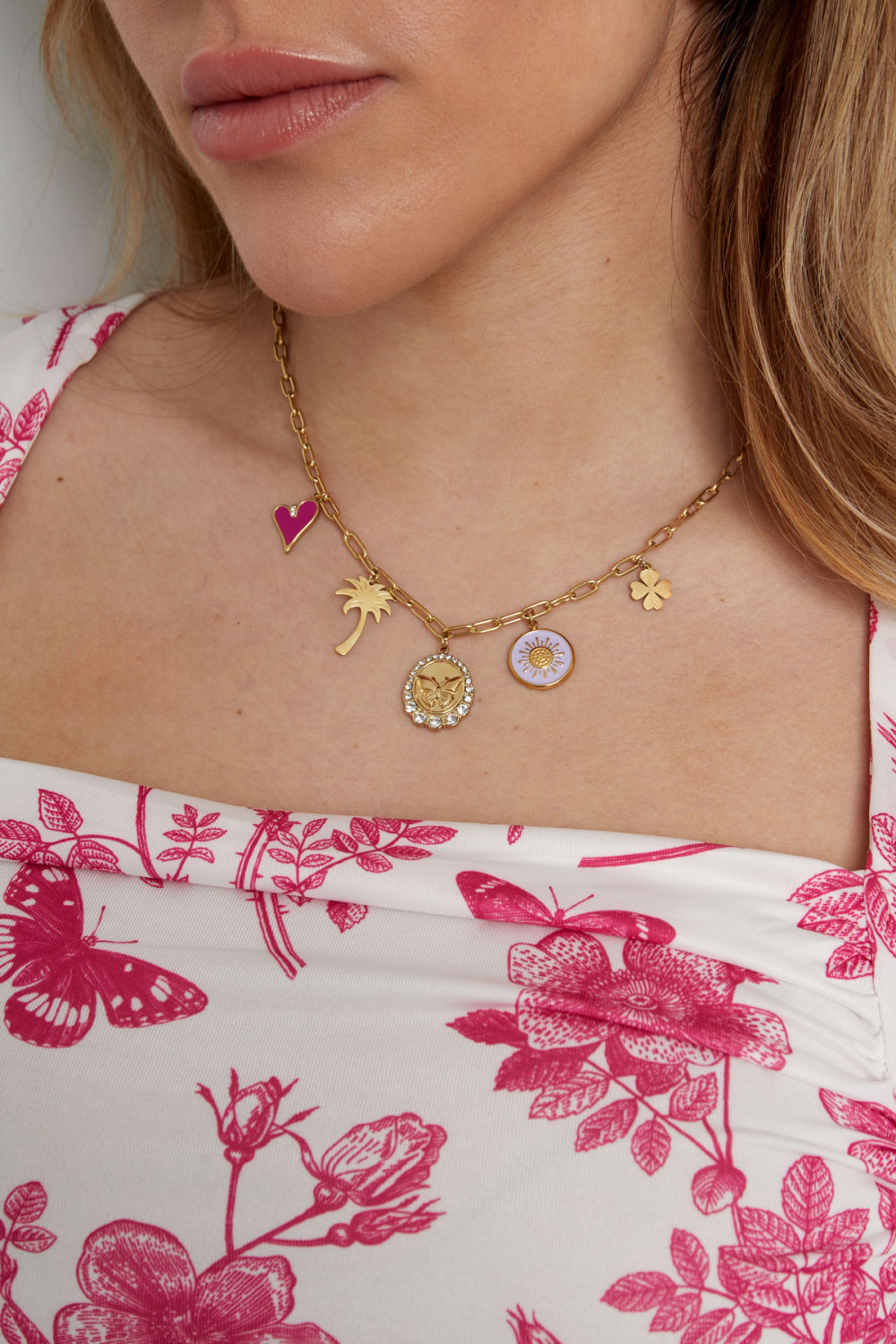 Collier À Breloques Ressorts Palmiers - Doré Image3