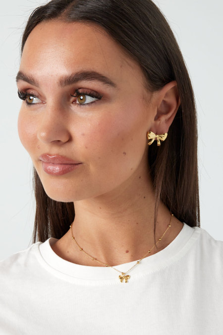 Collier avec boules et noeud - doré 2