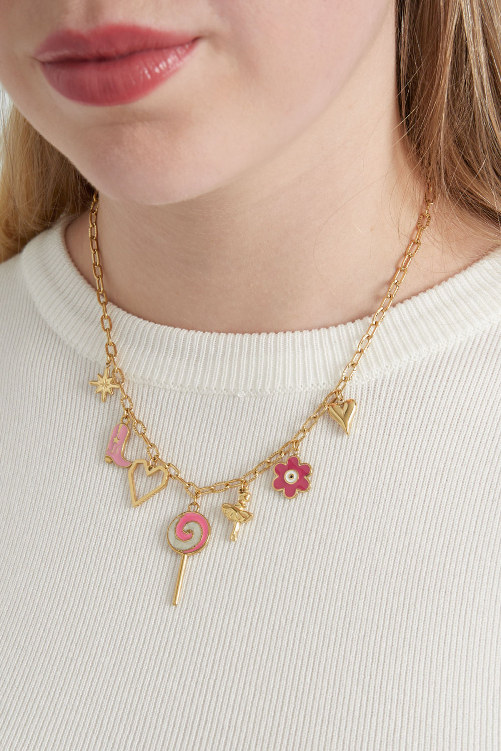 Collier À Breloques Candy Stcouleur Ore - Rose/Couleur Or   Image2
