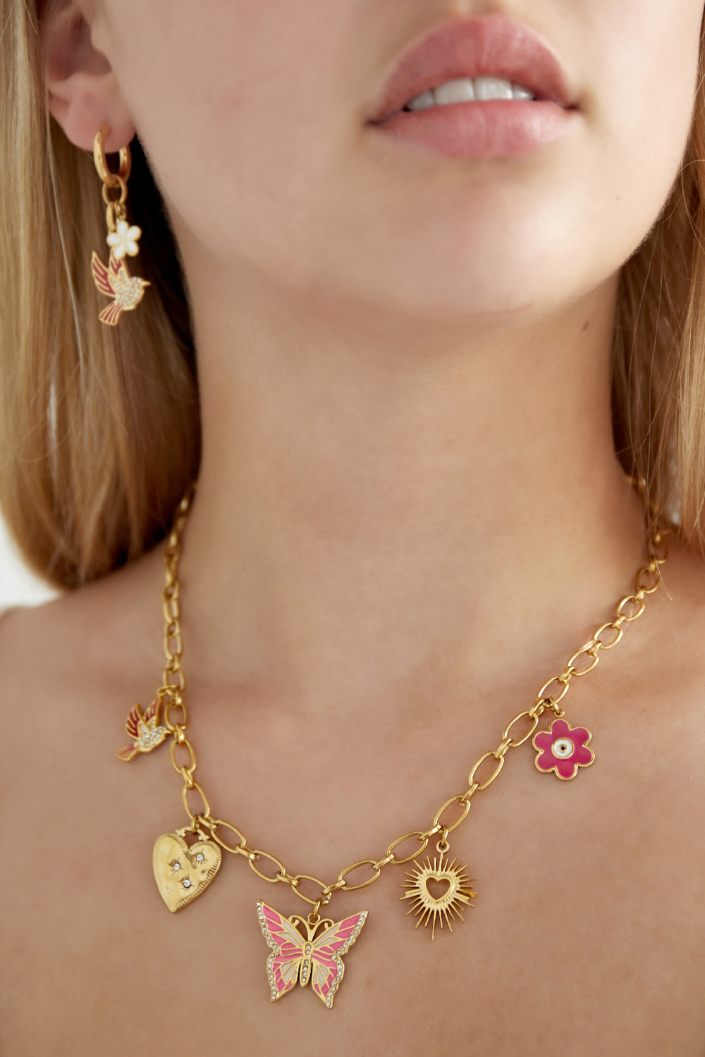 Collier Charms Appels De La Nature - Doré Rose Image2