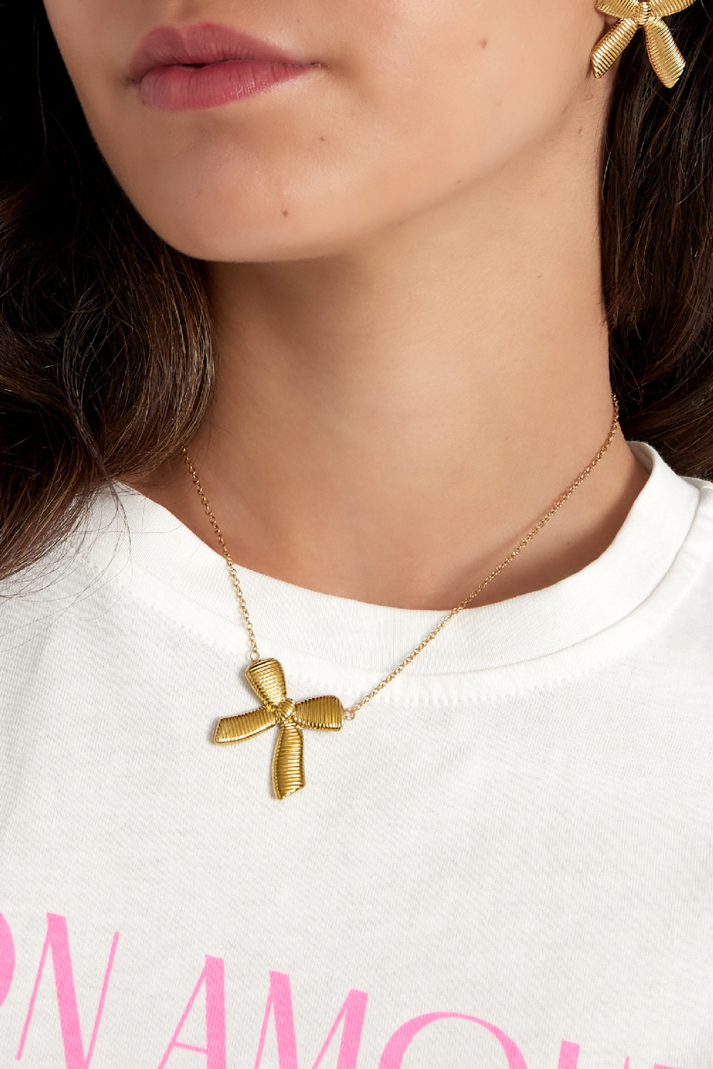 Collier Simple Avec Noeud - Doré h5Image2