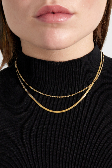 collier double plat et chaîne 2