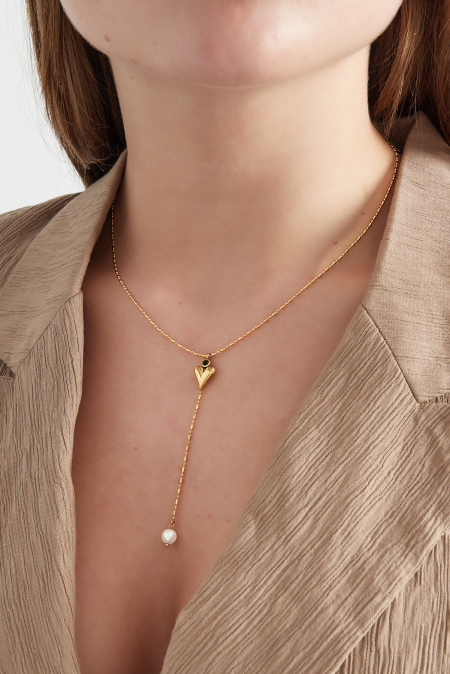 collier classique coeur et perles 2