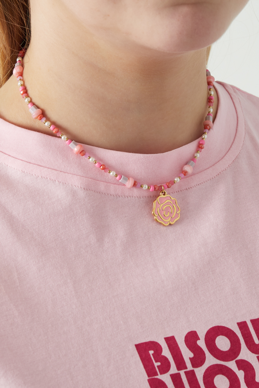 Collier De Perles Roses - Couleur Rose Et Or h5Image2